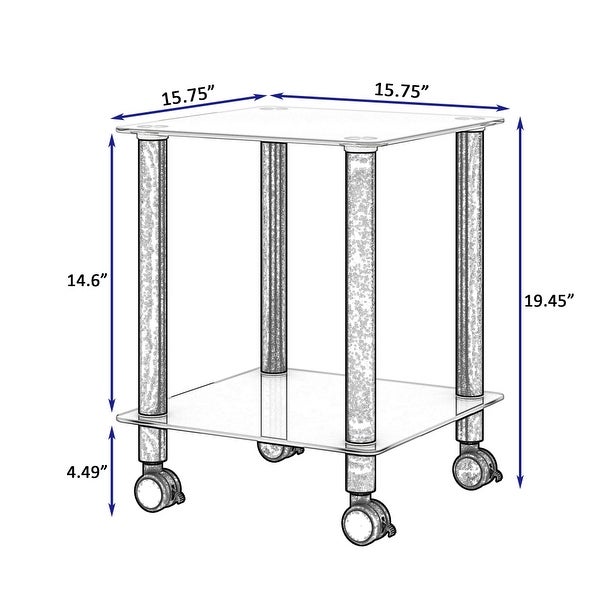 White and Black Side Table 2-Tier Space End Tablewith Storage Shelve