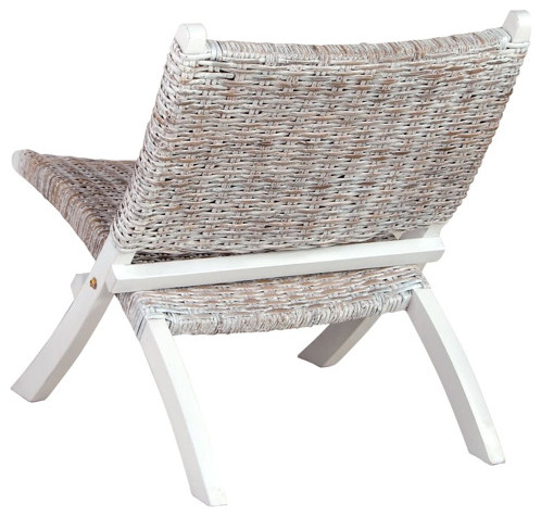 vidaXL Chair Camping Chair Black Natural Kubu Rattan and Solid Wood Mahogany   Tropical   Armchairs And Accent Chairs   by vidaXL LLC  Houzz