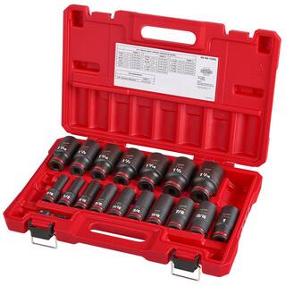 MW SHOCKWAVE 12 in. Drive SAE Deep Well 6 Point Impact Socket Set (18-Piece) 49-66-7093