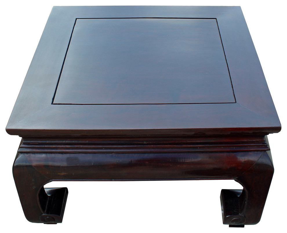 Square Oriental Dark Brown Craw Curved Legs Coffee Table   Asian   Coffee Tables   by Golden Lotus Antiques  Houzz