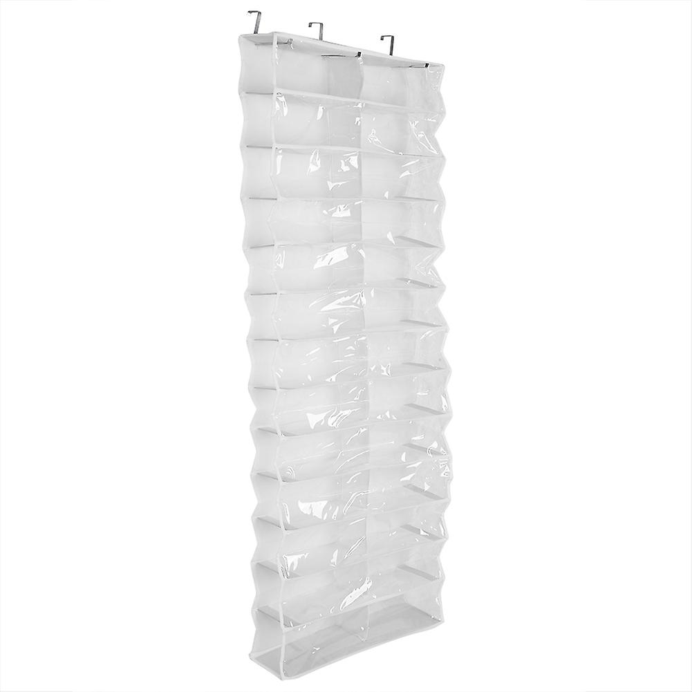 26 Pockets Folding Hanging Door Closet Storage Bag Shoes Organizer White