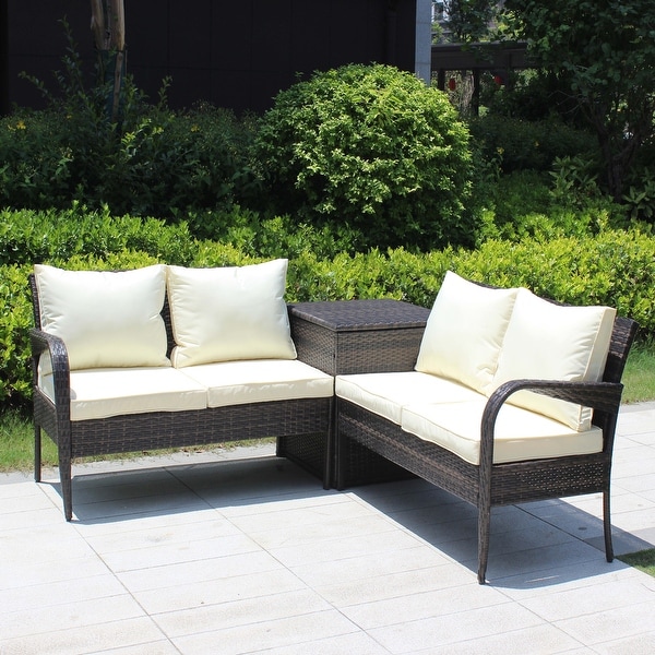 Modern 3 Piece Wicker Rattan Sectional Set