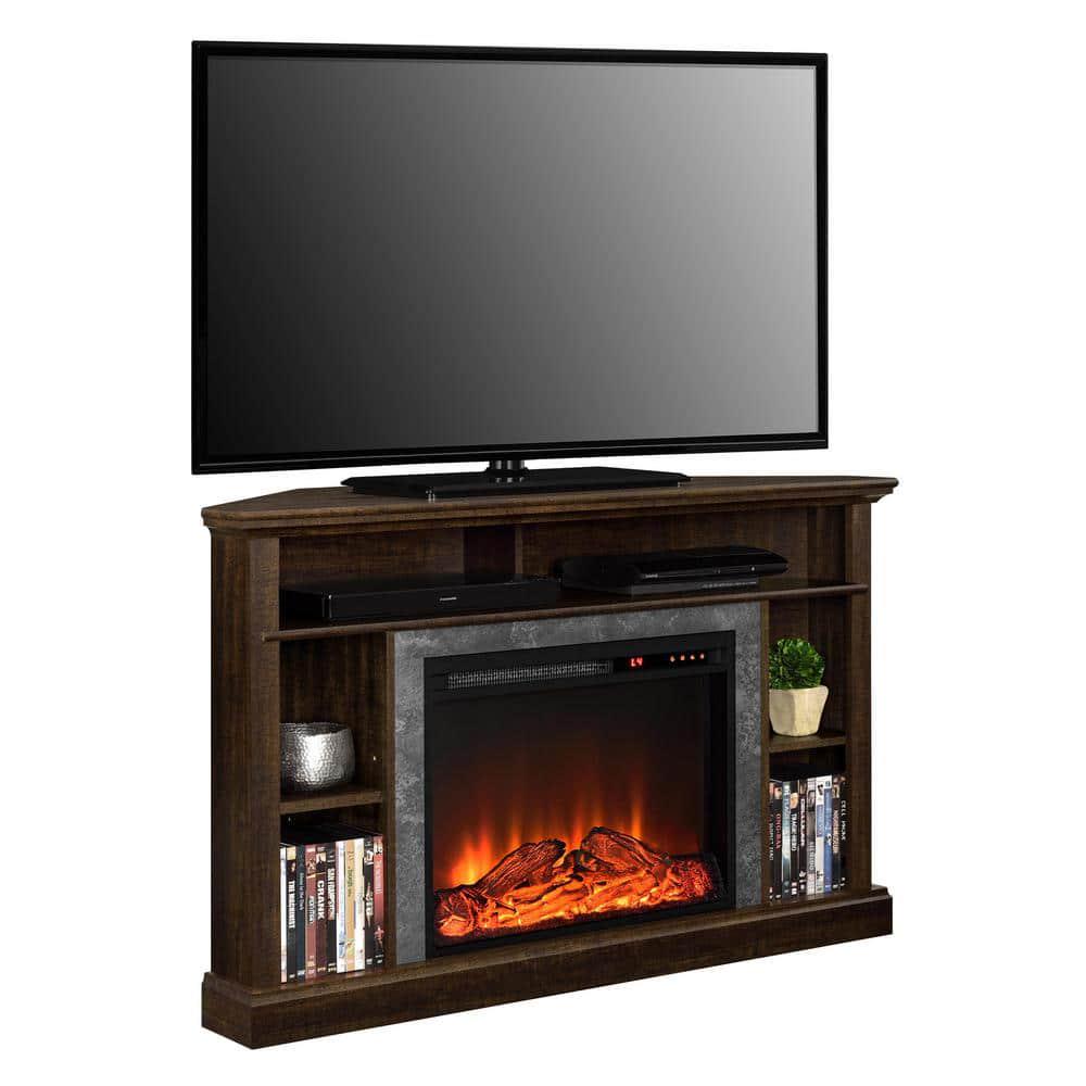 Ameriwood Home Parlor 47625 in Electric Corner Fireplace TV Stand in Espresso