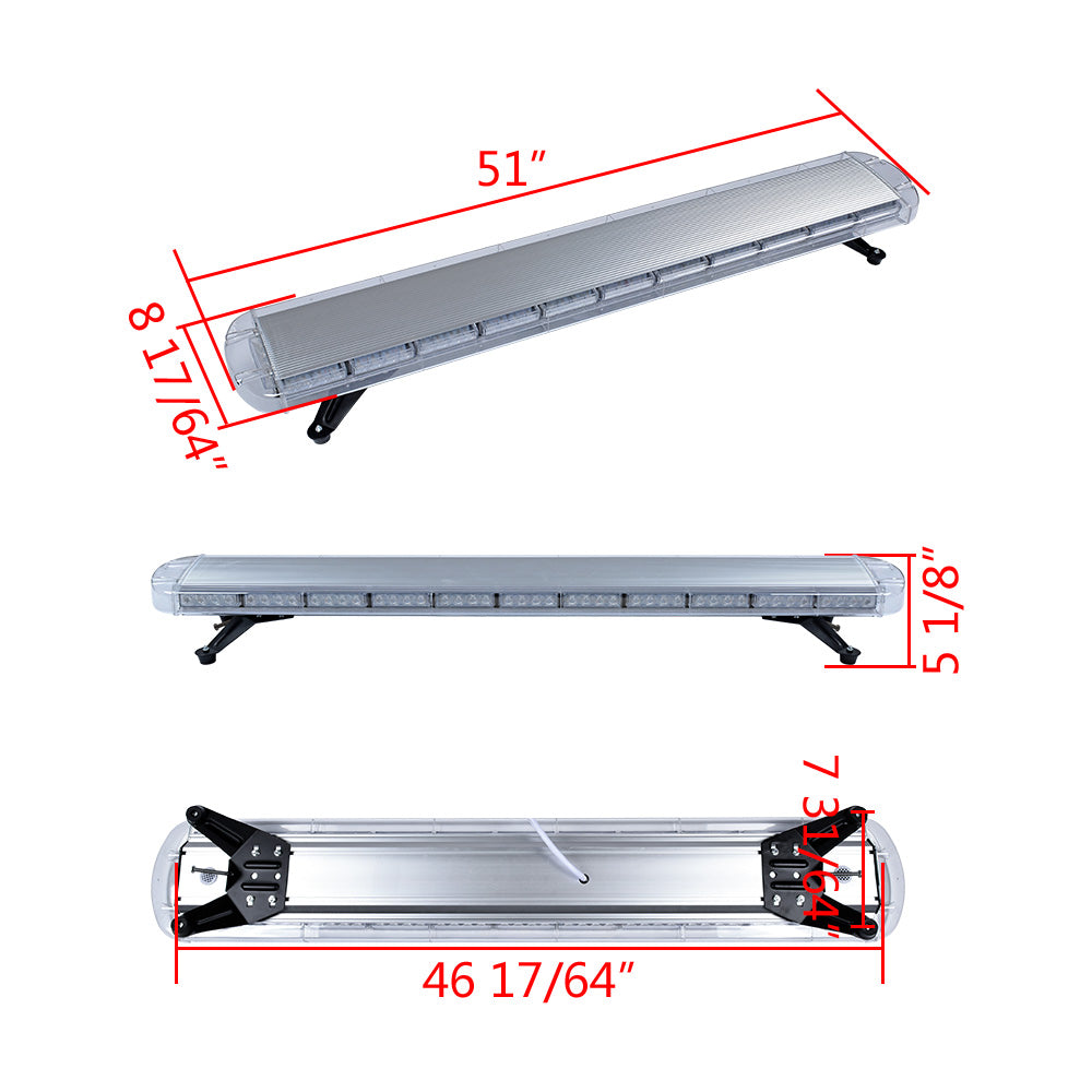 Astra Depot 51 Inch 96 LED Strobe Light Bar Amber White Emergency Beacon Snow Plow Tow Truck Vehicles Roof Top Mount