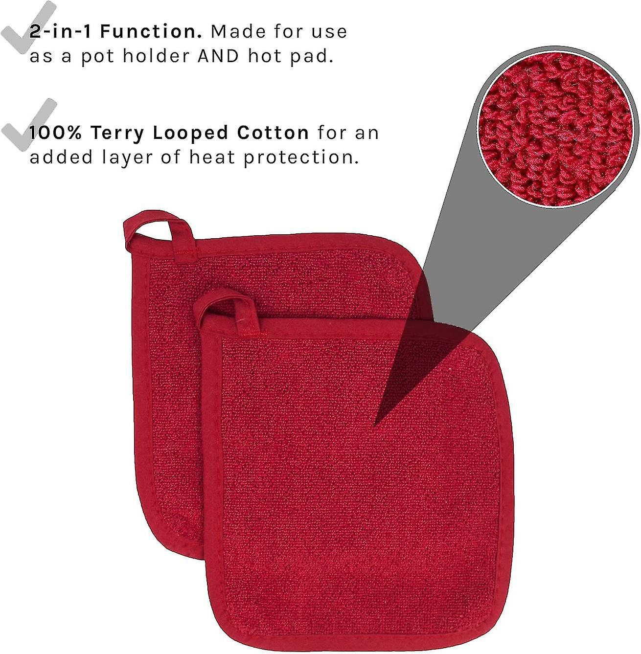 Cotton Terry Cloth Pot Holder Set， Kitchen Hot Pad， 2-pack