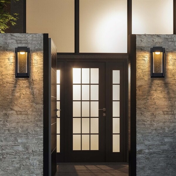 Outdoor Integrated LED Rectangular Wall Sconce w/ Seeded Glass - 5.31