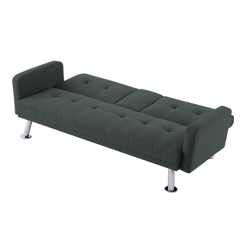 Convertible Folding Sofa Bed Loveseat with Armrest   Tufted Back  Modern Fabric Sleeper Sofa Couch for Living Room