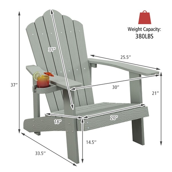 Gymax Patio HIPS Outdoor Weather Resistant Slatted Chair Adirondack