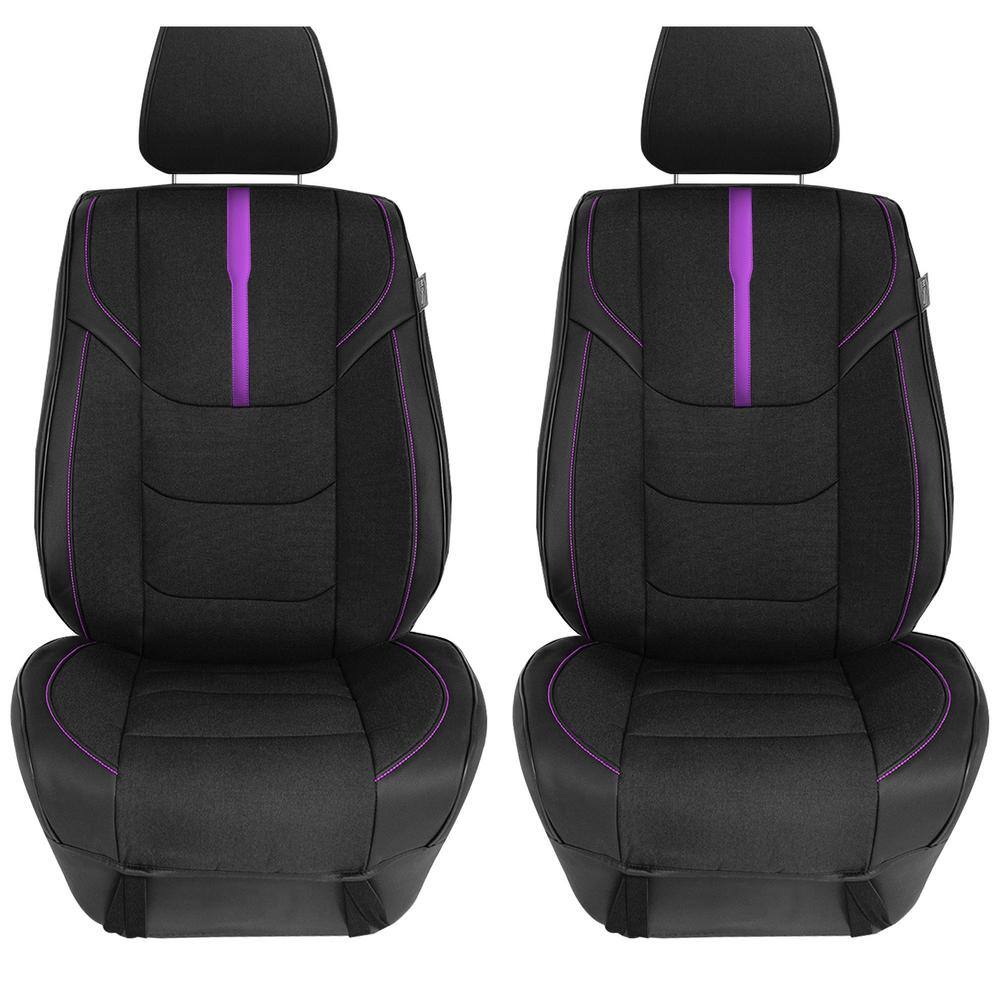 FH Group Universal 47 in. x 1 in. x 23 in. Fit Luxury Front Seat Cushions with Leatherette Trim for Cars Trucks SUVs or Vans DMFB215102PURPLE