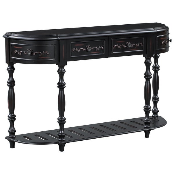 52'' Curved Console Table Sofa Table Entryway Table with 4 Drawers and 1 Shelf