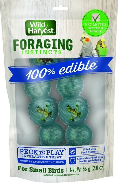 Wild Harvest Foraging Instincts Peck n' Play Interactive Small Bird Treat， 2-oz bag， 2 count