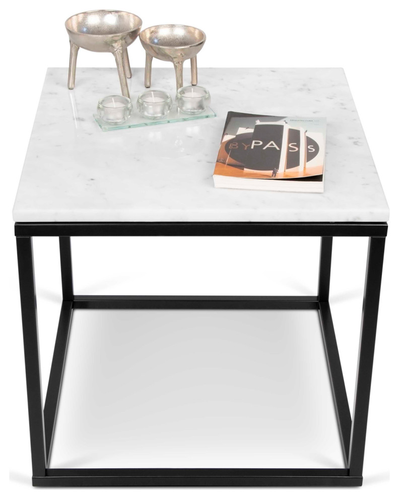 Modern Square Marble  ampMetal Side Table   Contemporary   Side Tables And End Tables   by Plush Pod Decor  Houzz