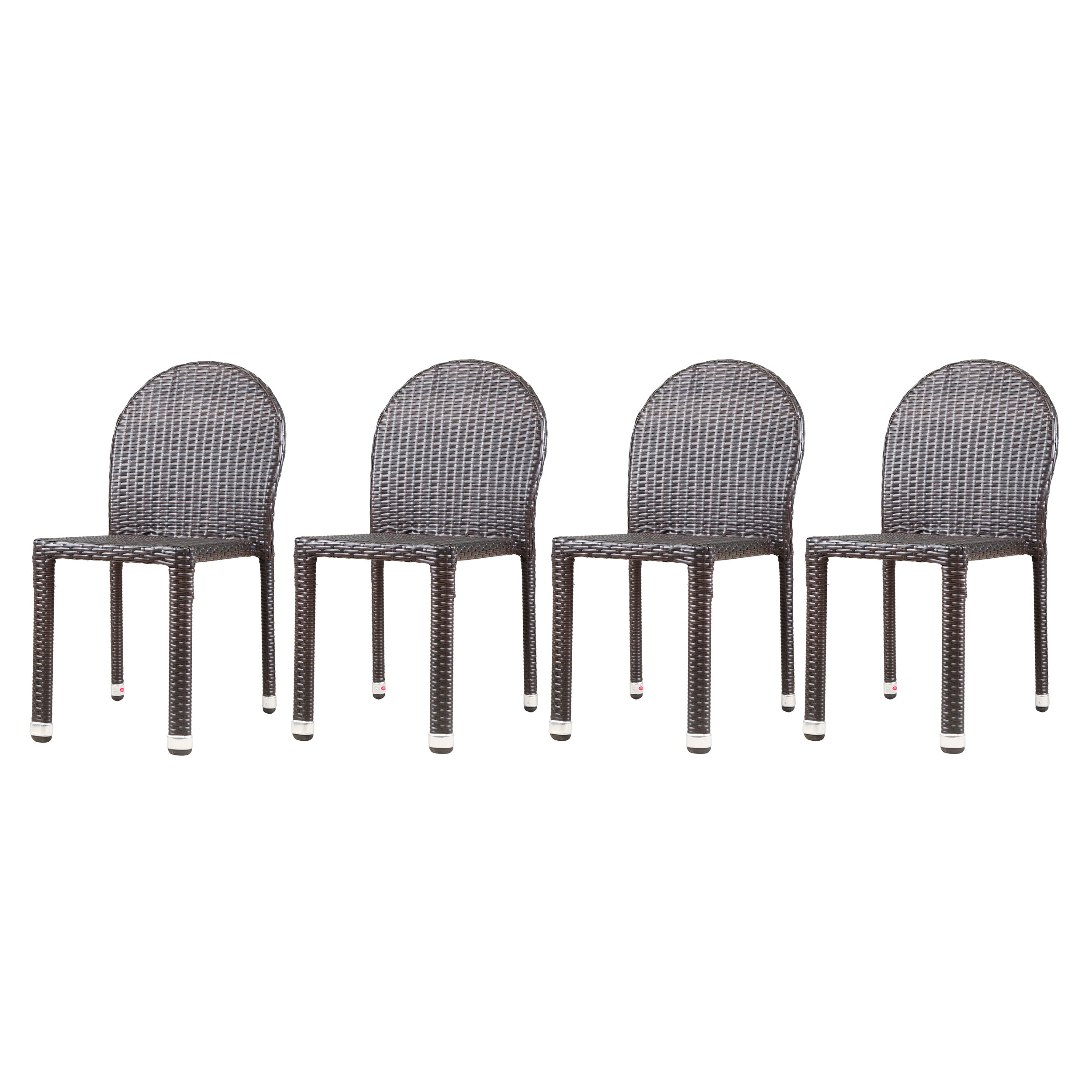 Amallie Outdoor Wicker Stacking Chairs with an Aluminum Frame (Set of 4)