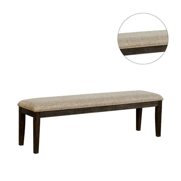 Transitional Style Padded Dining Bench in Espresso and Warm Gray