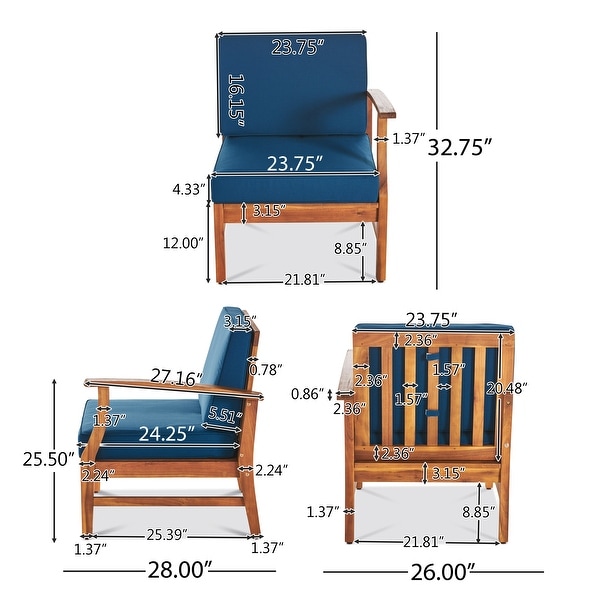 Perla Acacia Outdoor 5seat Sectional Set by Christopher Knight Home