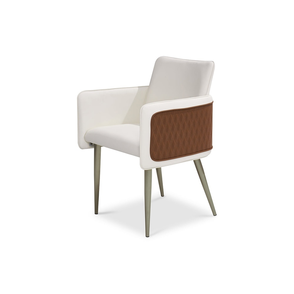 Set of 2 Modern Leather Upholstered Dining Chair with Metal Legs