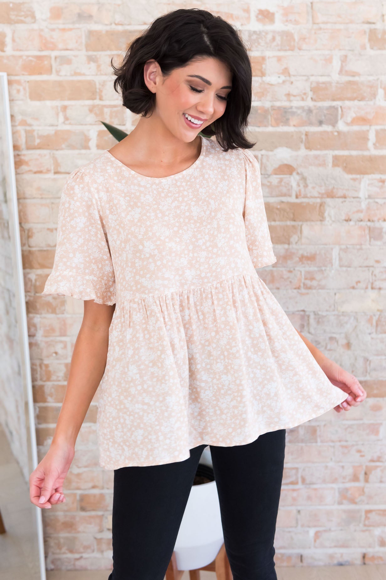 From This Moment Modest Peplum Blouse