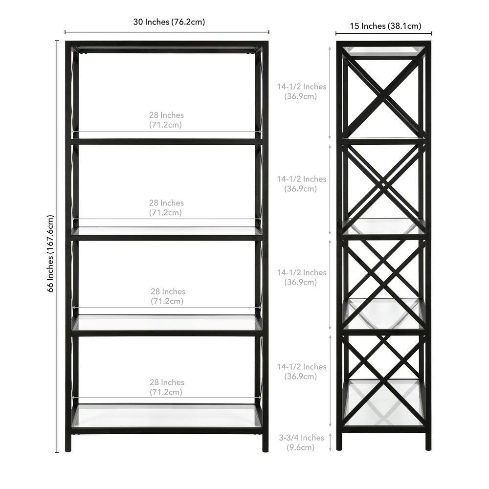 MeyerCross Celine 66 in. Blackened Bronze Metal 4-Shelf Bookcase BK0448