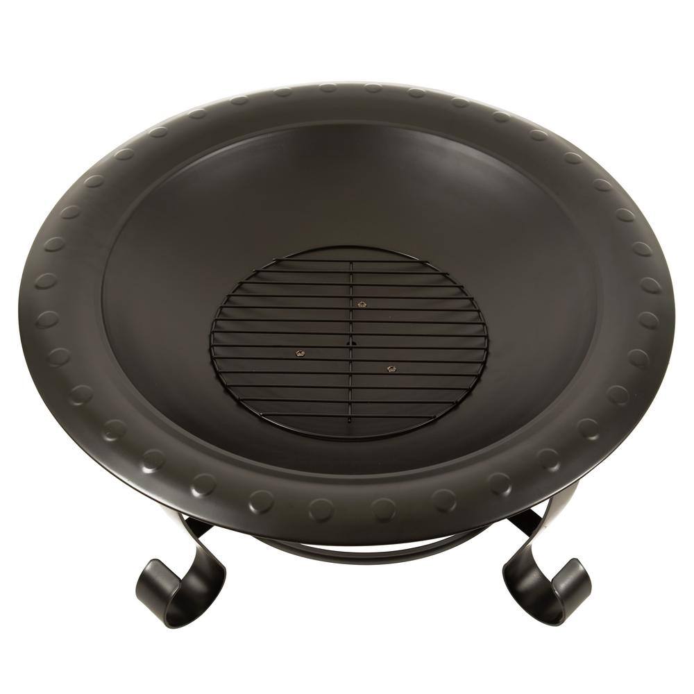 Pleasant Hearth Providence 30 in. x 20 in. Round Steel Wood Burning Fire Pit in Black with Poker OFW760R