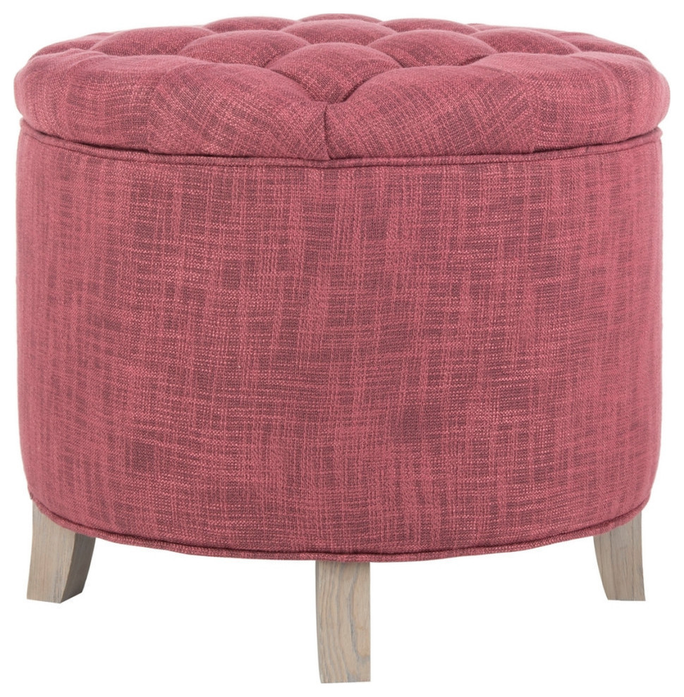 Emma Tufted Storage Ottoman  Rose/Distressed Gray   Contemporary   Footstools And Ottomans   by Rustic Home Furniture Deco  Houzz