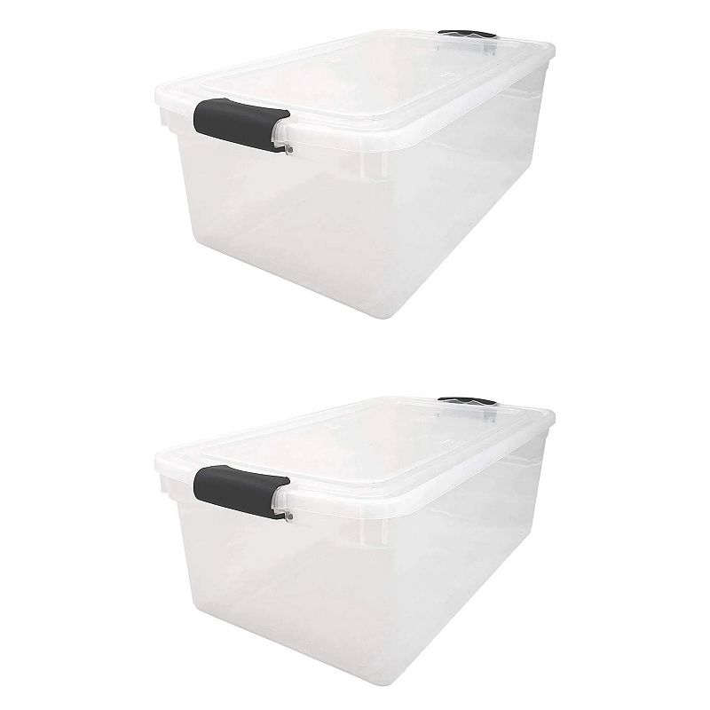 Homz 66 Qt Clear Storage Organizing Container Bin with Latching Lids (4 Pack)