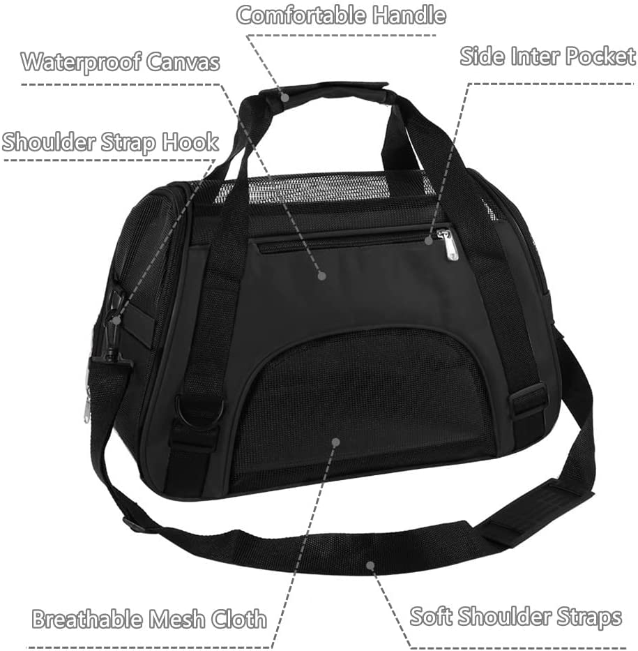 TAHNSTY Pet Carrier Bag， Cat Travel Portable Bag Home， Airline Approved Duffle Bags， for Little Dogs， Cats and Puppies， Small Animals (Small， Black)