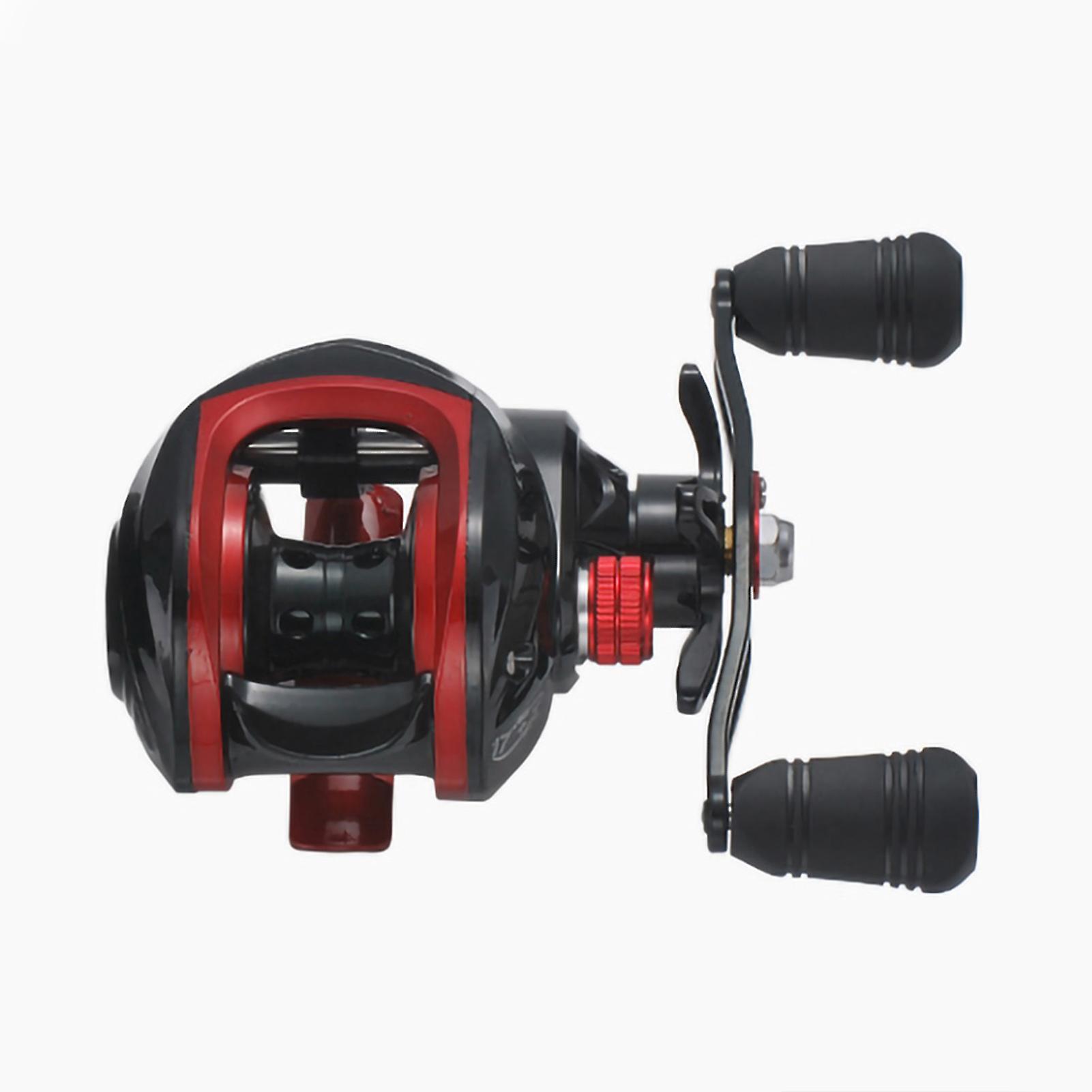 7.2:1 Long Throw Fishing Reel With Magnetic Brake Double Sealed Bearing 17+1 Bb Fishing Wheel Black Red(left Hand )