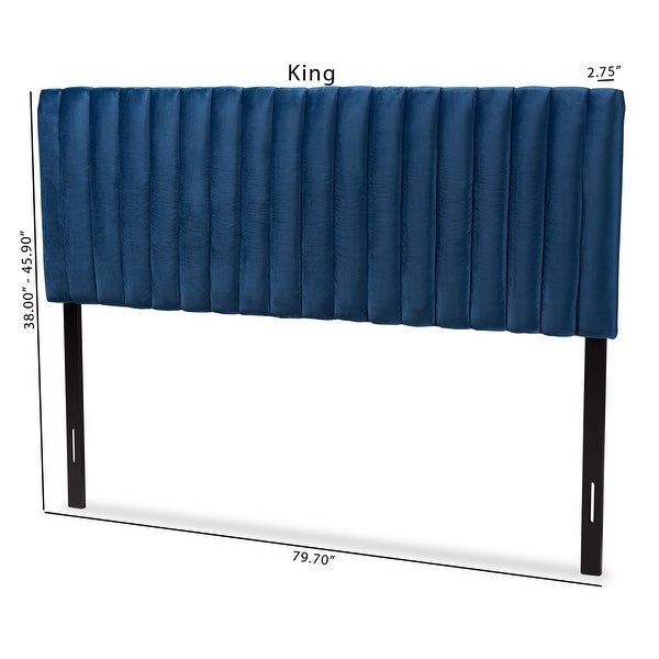 Emile Contemporary Channel-tufed Upholstered Queen Headboard-Navy Blue - - 34847531