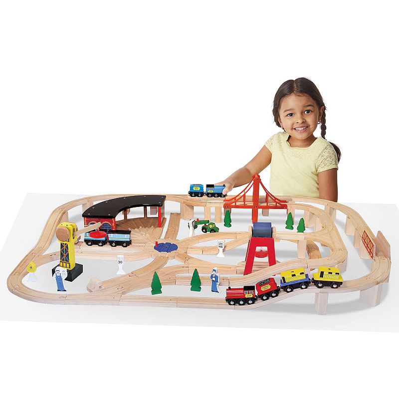 Melissa and Doug Deluxe 130-Piece Wooden Railway Train Set