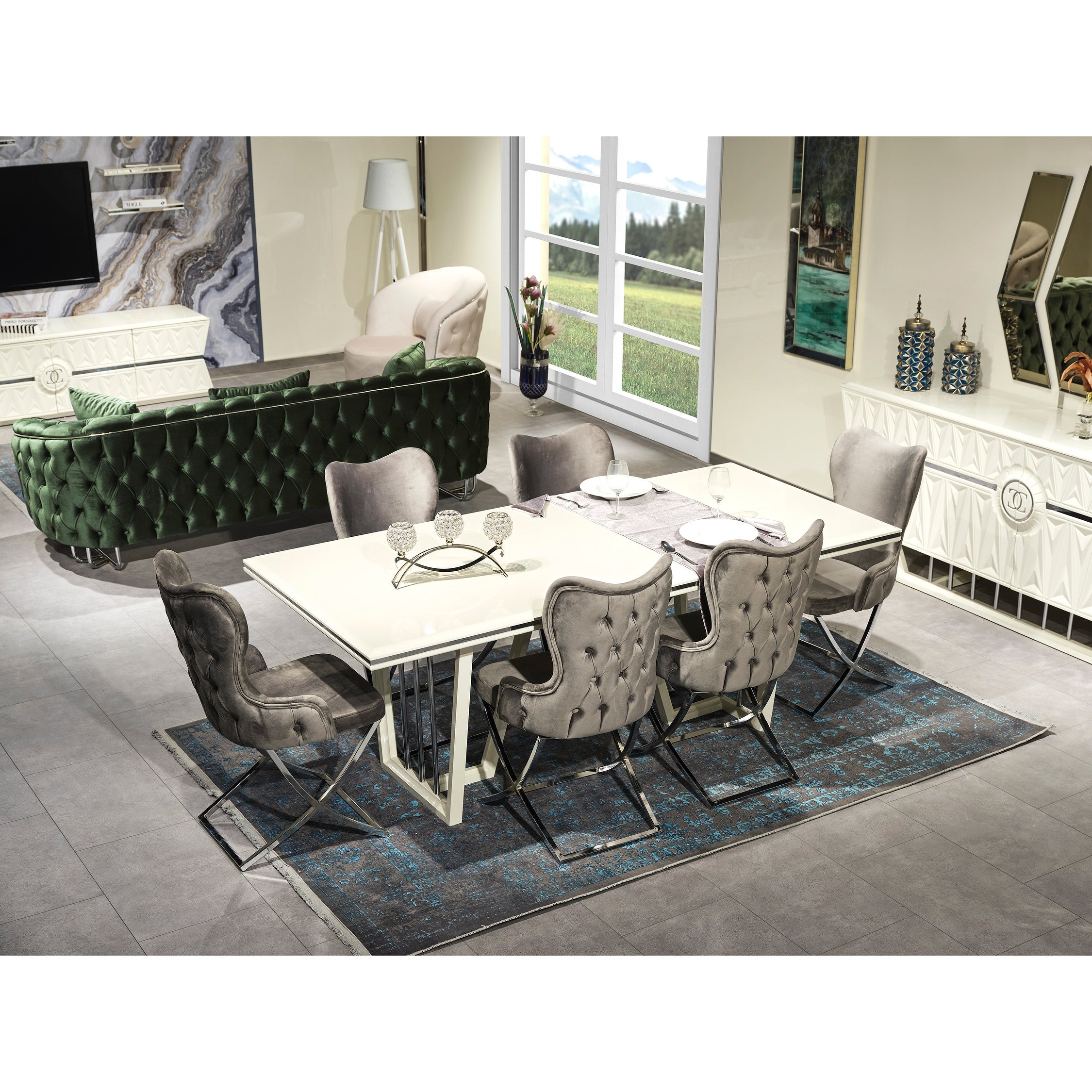 Yond Modern Dining Room Table And 6 Dining Room Chairs Set