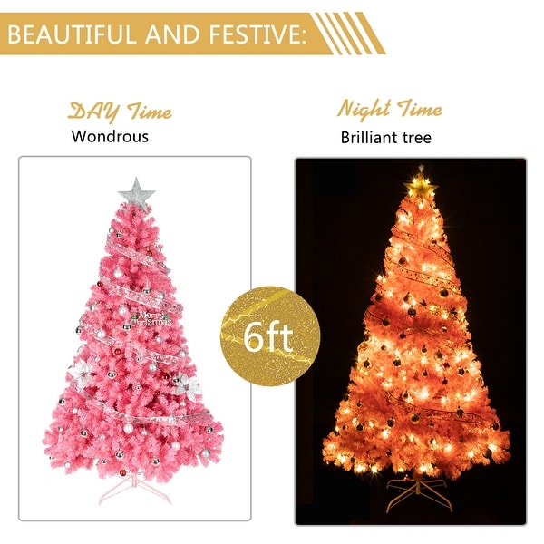 Beautiful 6ft 1600 Branches PVC Artificial Christmas Tree Pink / Black