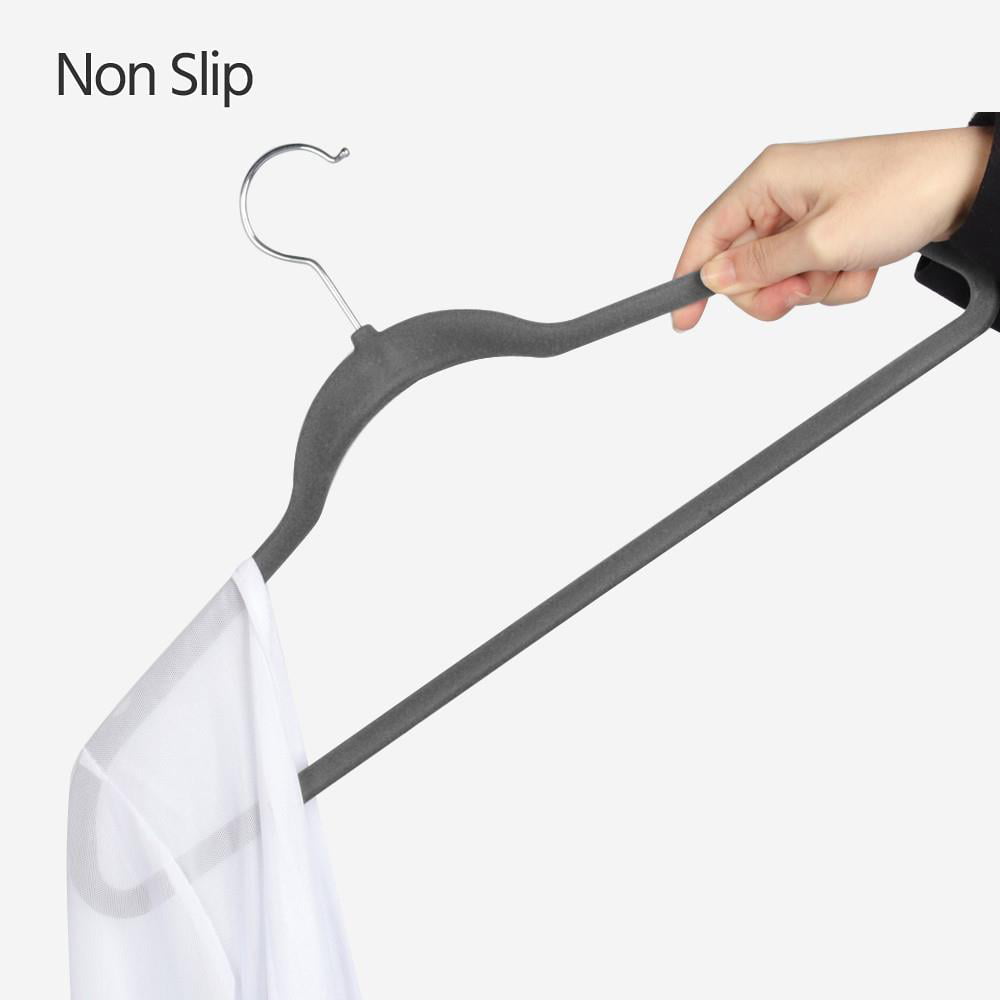 Smilemart Non-Slip Velvet Hangers, 100 Pieces, Gray