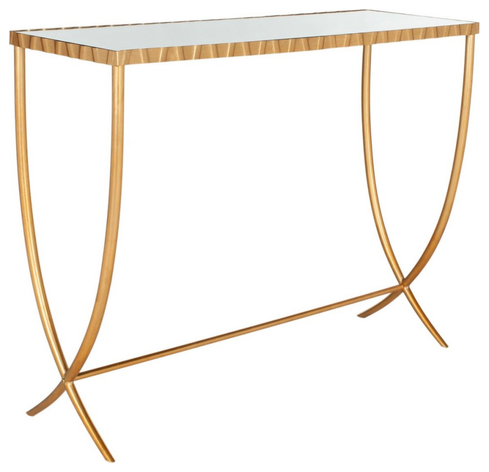 Carli Console Table Gold/ Mirror   Contemporary   Console Tables   by Peachtree Fine Furniture  Houzz