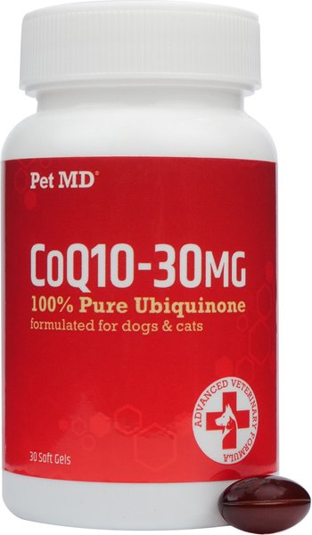 Pet MD CoQ10-30MG 100% Pure Ubiquinone Cat and Dog Supplement， 30 Count