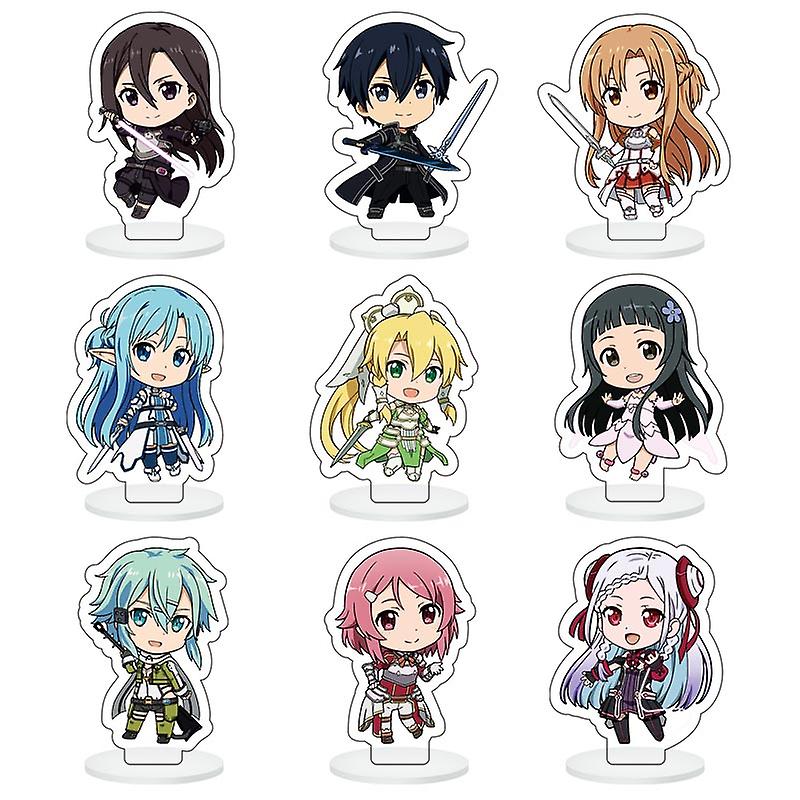 9pcs/set Anime Demon Slayer Acrylic Stand Model Kimetsu No Yaiba Tanjirou Nezuko Figure Decoration Action Plate Toys，sword Art Online