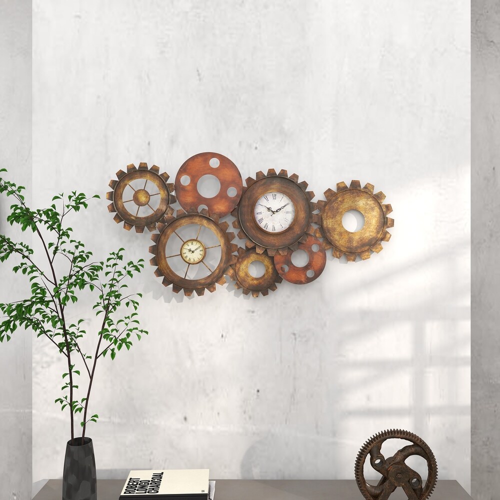 Brown Metal Gear Wall Clock