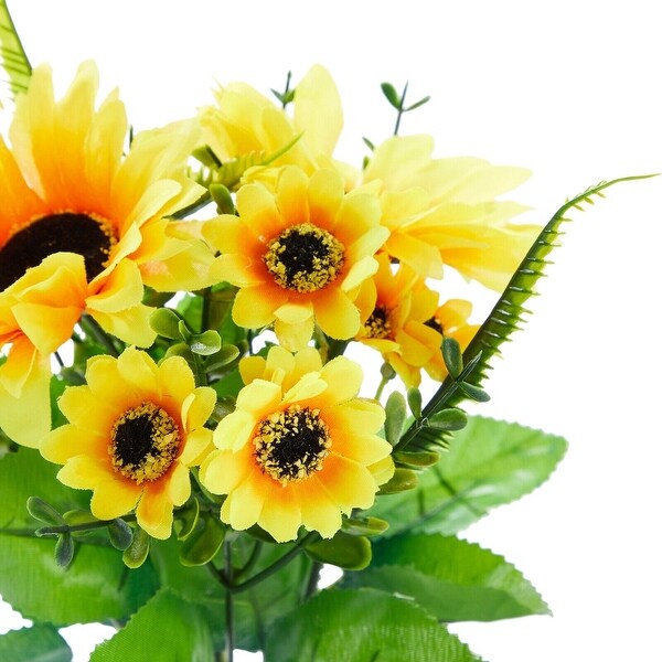 2 Bunches Artificial Sunflowers 13.5 in Stems Yellow