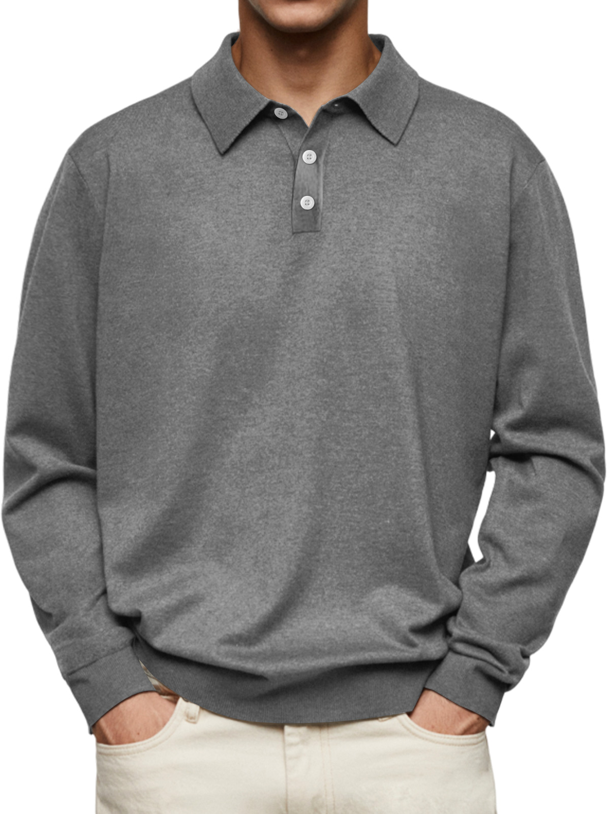 🎄Christmas Sale🔥 Men's Casual and Comfortable Solid Color Lapel Long Sleeve POLO Shirt