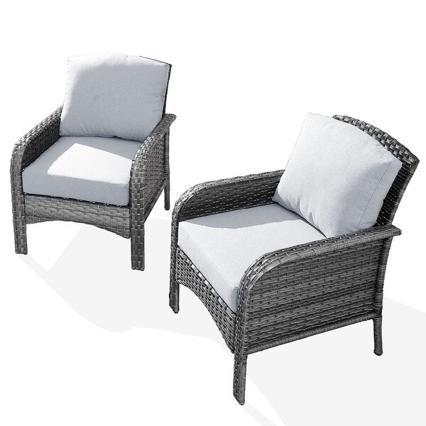 HOOOWOOO Outdoor 2piece Patio Furniture Wicker Chair Set