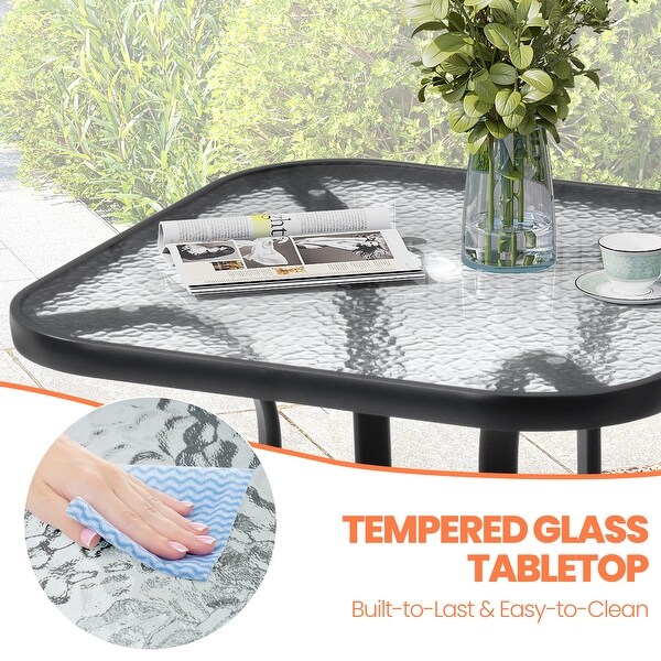 Pellebant Outdoor Tempered Glass Top Table with Umbrella Hole