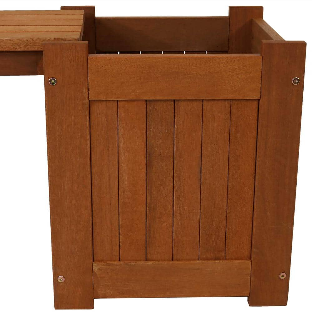 Sunnydaze Decor 68 in. Meranti Wood Outdoor Planter Box Bench with Teak Oil Finish LAM-615