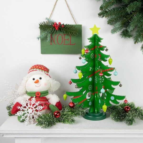 3D Wooden Christmas Tree with Ornaments Decoration