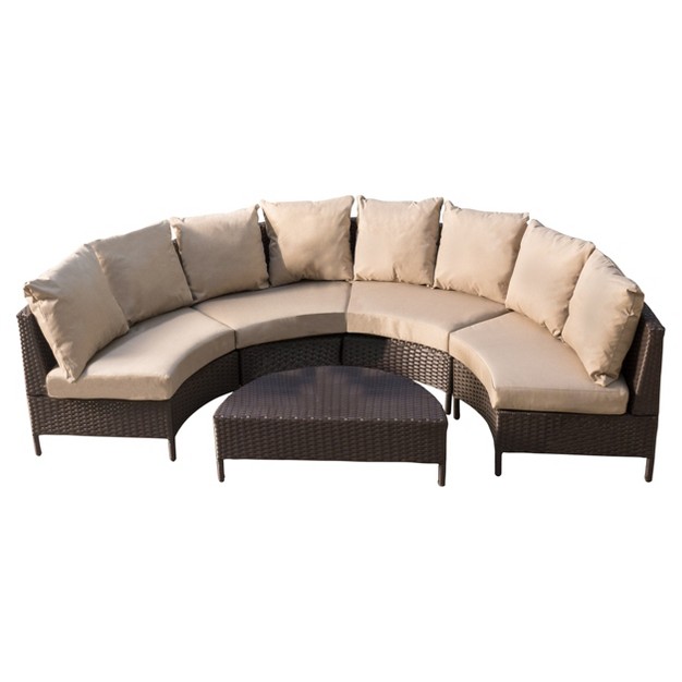 Newton 5pc Wicker Patio Lounge Set Brown Christopher Knight Home