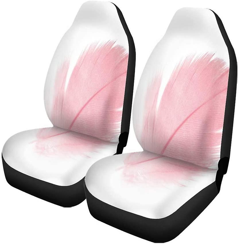 Set Of 2 Car Seat Covers Pink Feather Universal Auto Front Seats Protector Fits For Car，suv Sedan，truck D---45831