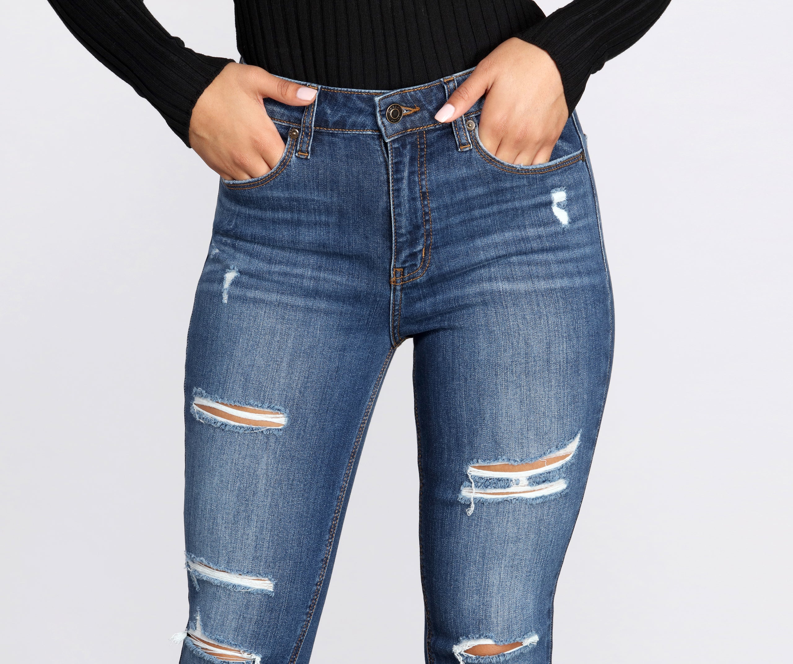 Bella Super High Rise Destructed Jeans