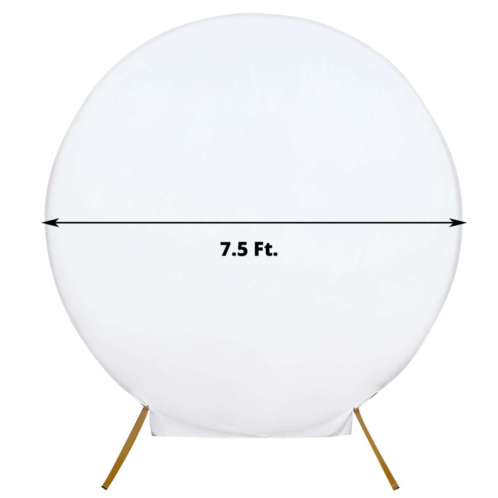 White Round Spandex Fit Wedding Backdrop Stand Cover 7.5ft