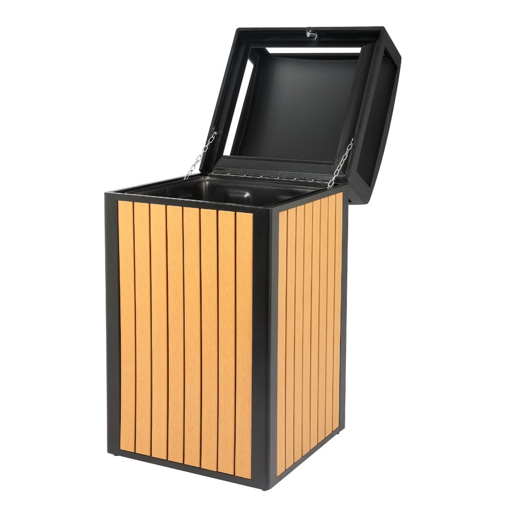 Alpine ALP471-40-WD-CD 40-Gallon Outdoor Trash Can with Slatted， Recycled Plastic Panels， Cedar