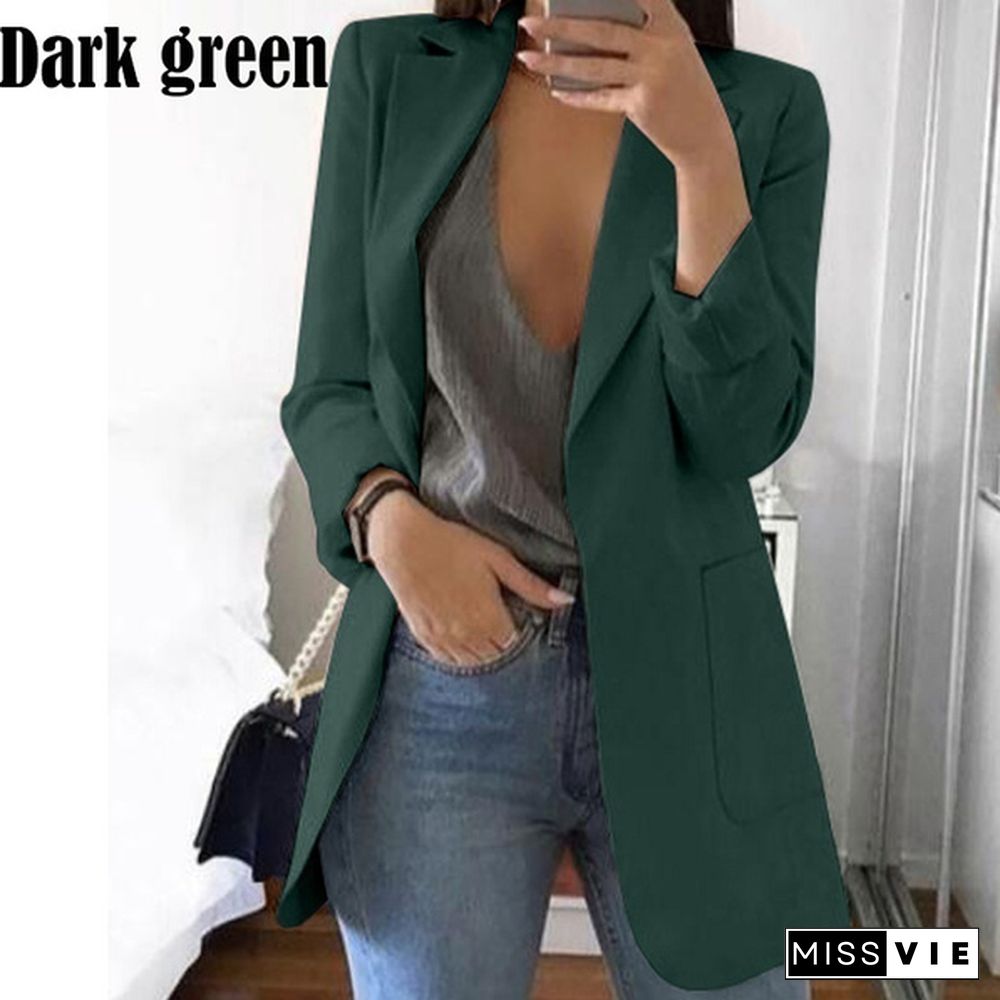 Trendy Women's Cardigan Jacket Coat Autumn Spring Fashion Long Sleeve Open Front Solid Color Casual Oversized Long Jacket