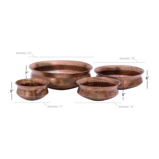 Litton Lane 7 in. 6 in. 5 in. and 5 in. Small Copper Metal Indoor Outdoor Planter (4- Pack) 31311