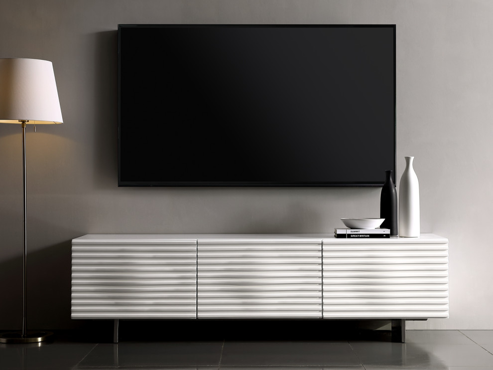 MOON High Gloss White Lacquer Entertainment Center by Casabianca Home   Contemporary   Entertainment Centers And Tv Stands   by Massiano  Houzz